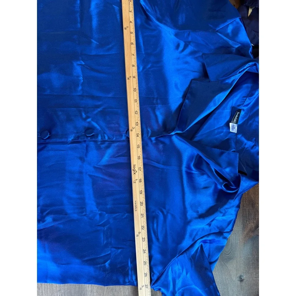 Frederick's of Hollywood 3X Cobalt Blue Satin Pajama Set Wide Leg Lounge Y2K